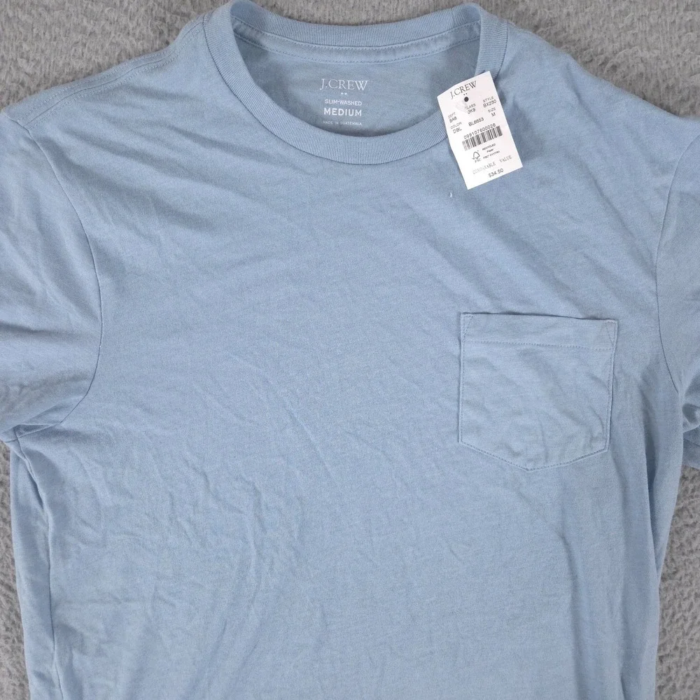J Crew Shirt Men Medium Blue Slim-Washed Jersey Pocket Top Casual Office NEW $35